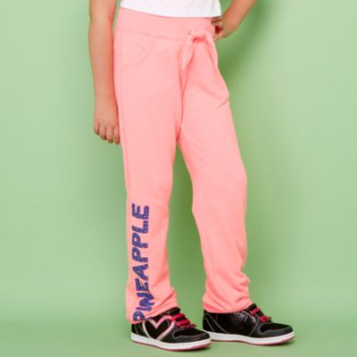 Pineapple girl's bright pink studded logo jogging bottoms                                                                       