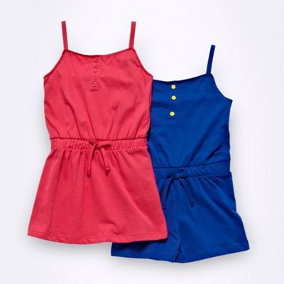 Girl's pink dress and bright blue playsuit set                                                                                  