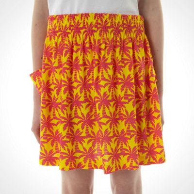 Girl's orange palm tree printed skirt                                                                                           