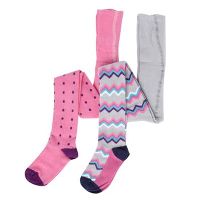 Pack of two multicolour girls tights Give her some happy feet this winter 