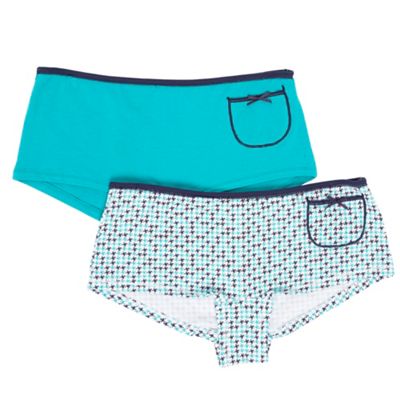 Girls Pack Of Two Green Briefs