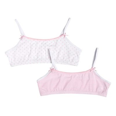 Girls pack of two white and pink crop tops