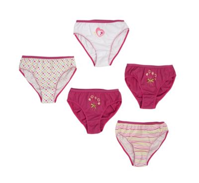 Girls Pack Of Five Pink Briefs