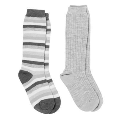 Girls Light Pink Knee High Striped Socks