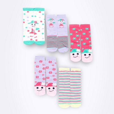Girl's pack of five pink novelty socks                                                                                          