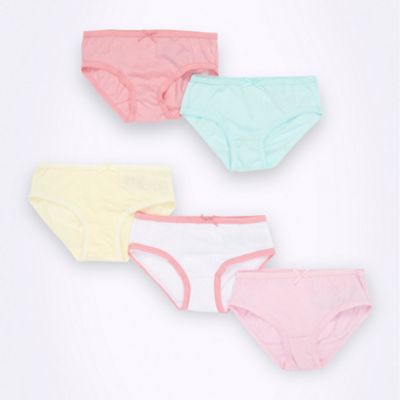 Girl's pack of five plain cotton briefs                                                                                         