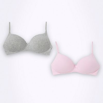 Girl's pack of two pink and grey bras                                                                                           