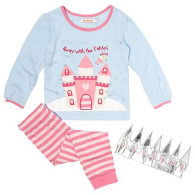 Girls Blue And Pink Fairy Slogan Pyjamas