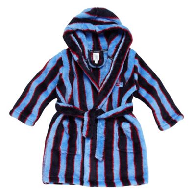 Boys Blue Striped Fleece Dressing Gown