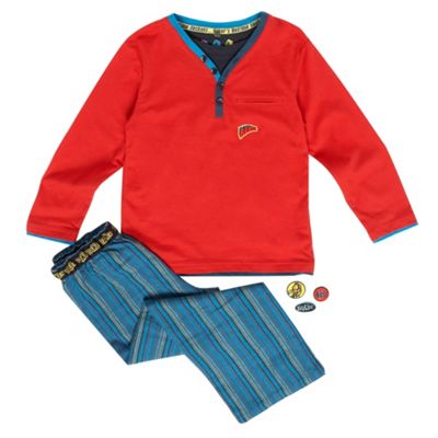 Boys Red Iron On Badge Pyjamas