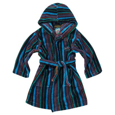 Boys Blue Stripe Fleece Dressing Gown