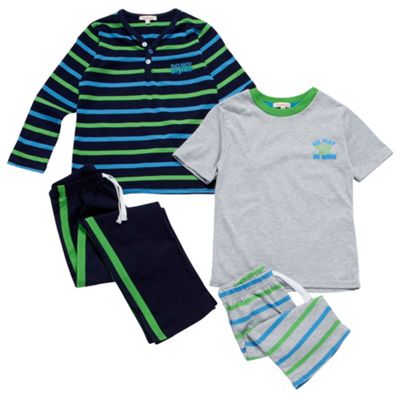 Boys Navy Pack Of Two Slogan Pyjamas