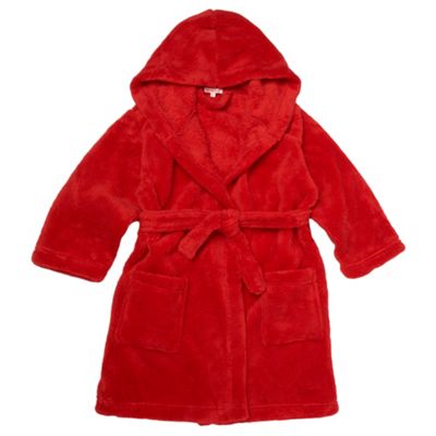 Boys Red Hooded Fleece Dressing Gown