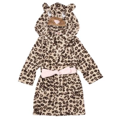 Girls Natural Animal Print Dressing Gown