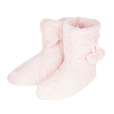 Pink pompom slipper boots