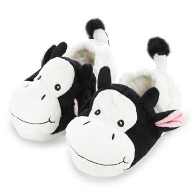 Girls white cow slippers