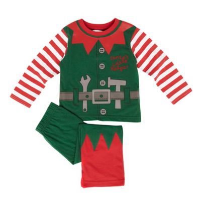 Boys Dark Green Christmas Elf Pyjamas