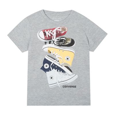 Converse - Boys' grey sneaker print t-shirt