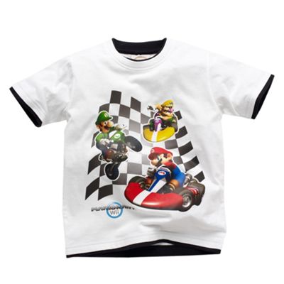 White Mario racing car t-shirt