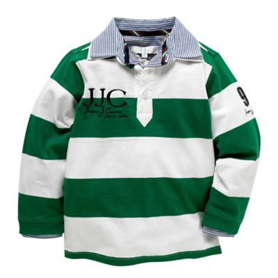 Green block striped rugby shirt