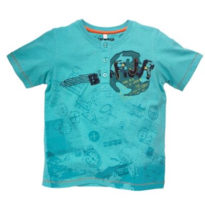 Turquoise travel printed t-shirt