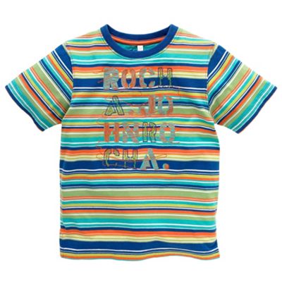 Multi coloured striped logo t-shirt