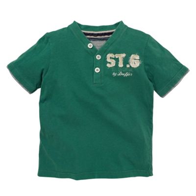 Green plain y-neck t-shirt