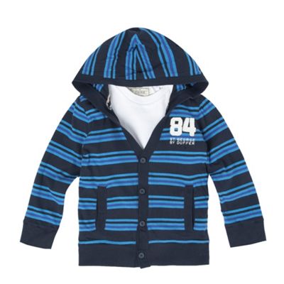 Navy stripe hooded cardigan and t-shirt set