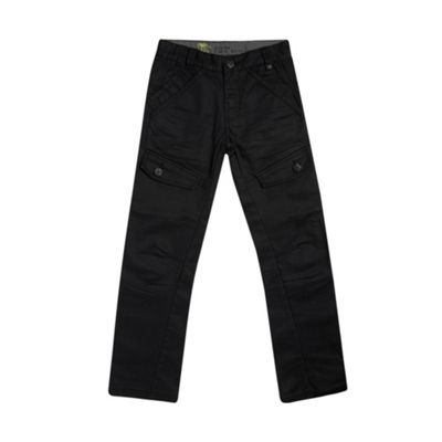 Black denim open leg jeans