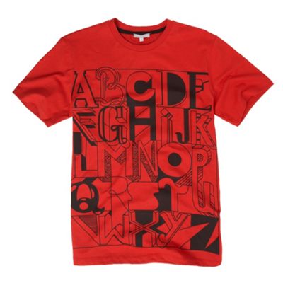 Red alphabet print t-shirt