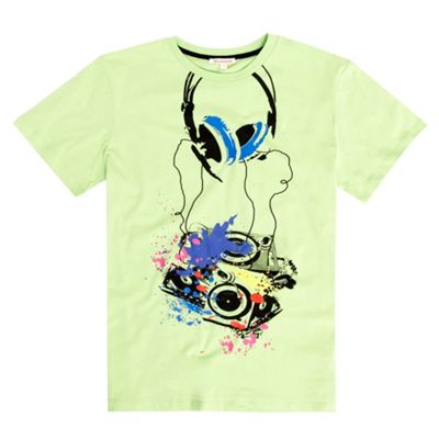 Green boys headphones t-shirt