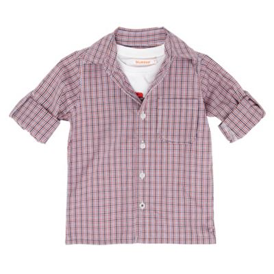 Red boys check shirt and t-shirt set