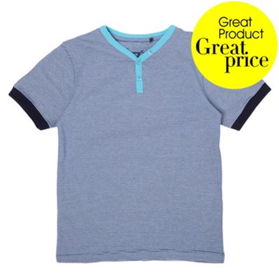 bluezoo Boys blue stripe contrast y-neck t-shirt