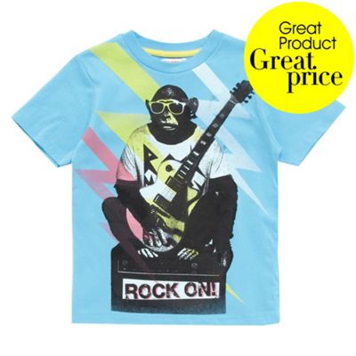 Blue boys Rock On chimpanzee t-shirt