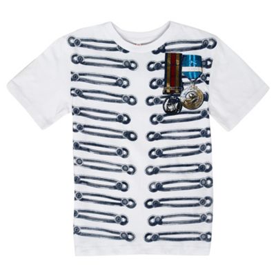 Boys white military print t-shirt