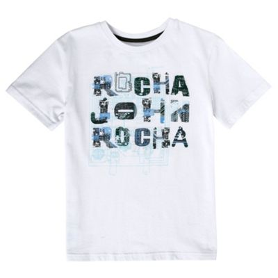 Boys white logo print charity t-shirt