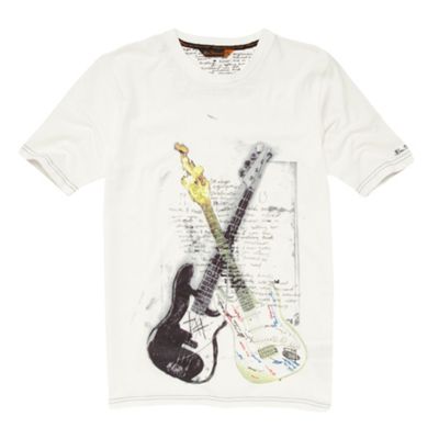White guitar print boys t-shirt