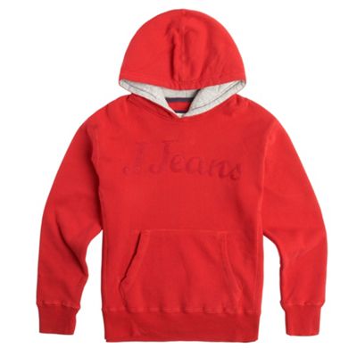 Boys Red Quilted Hood Sweatshirt