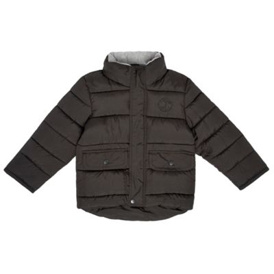 Boys black embroidered logo padded jacket