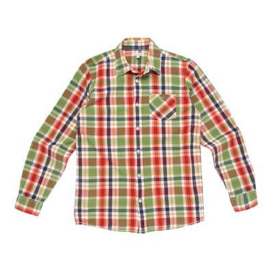 Boys Green Large Check Shirt