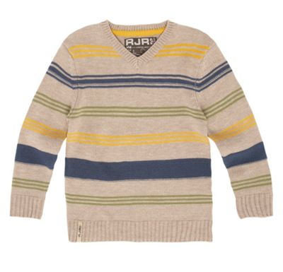 Boys Beige Varied Stripe Jumper