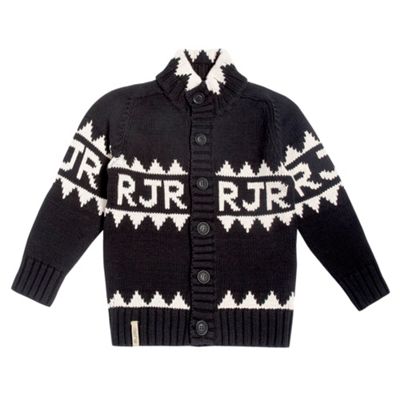 Boys Black Chunky Knit Cardigan