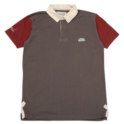 Weird Fish Boys grey and red rugby shirt