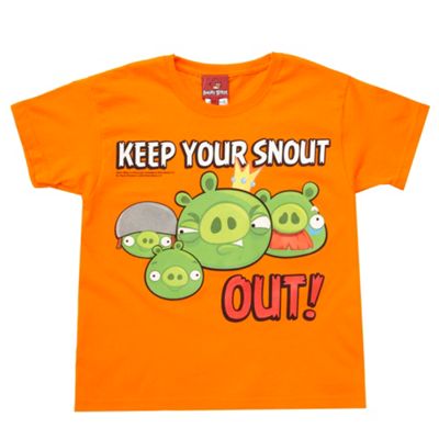 Boys orange Snout slogan t-shirt