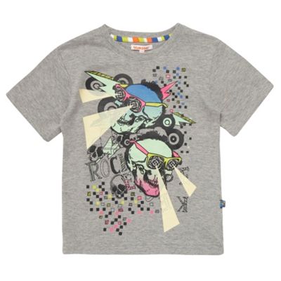 bluezoo Boys grey skull print t-shirt