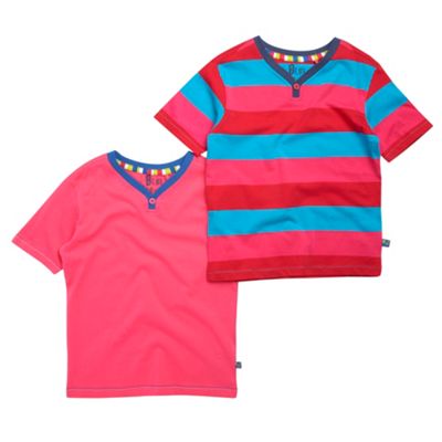 Pack of two boys pink y-neck t-shirts