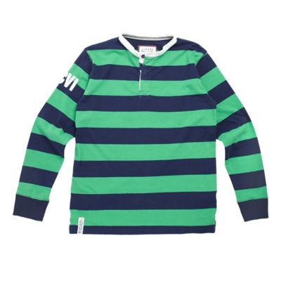 Boys green striped rugby shirt