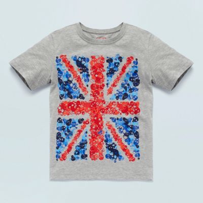 Boys grey skull printed Union Jack t-shirt