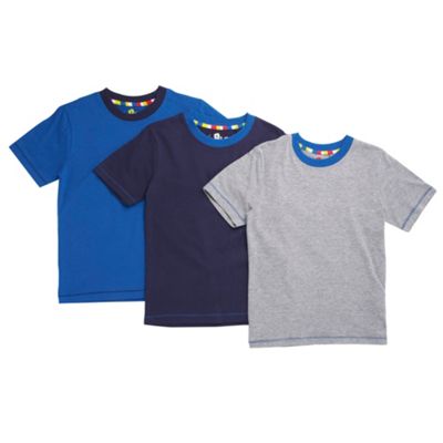 bluezoo Boys pack of three navy blue and grey t-shirts