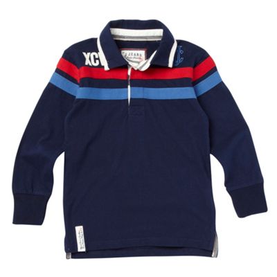 J by Jasper Conran Boys navy stripe rugby shirt